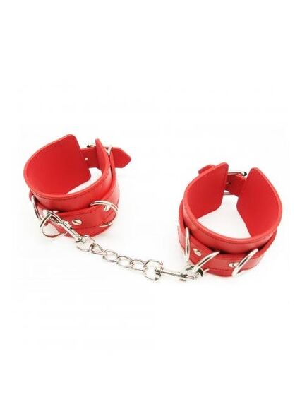 Наручники красные из искусственной кожи 