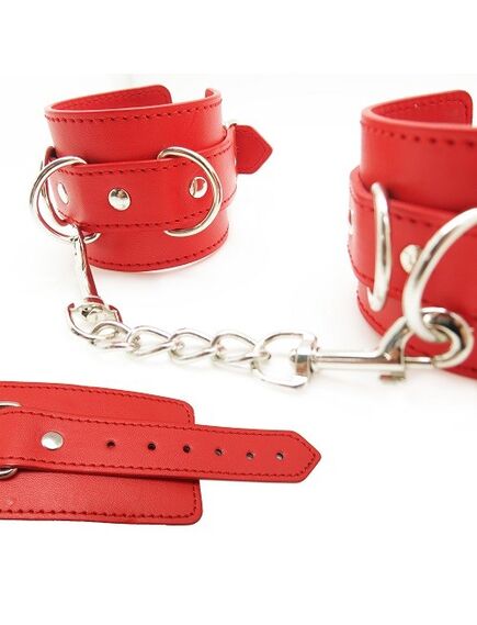 Наручники красные из искусственной кожи , изображение 3