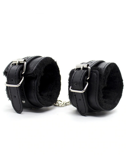 Наручники из искусственной кожи с черным мехом , изображение 2