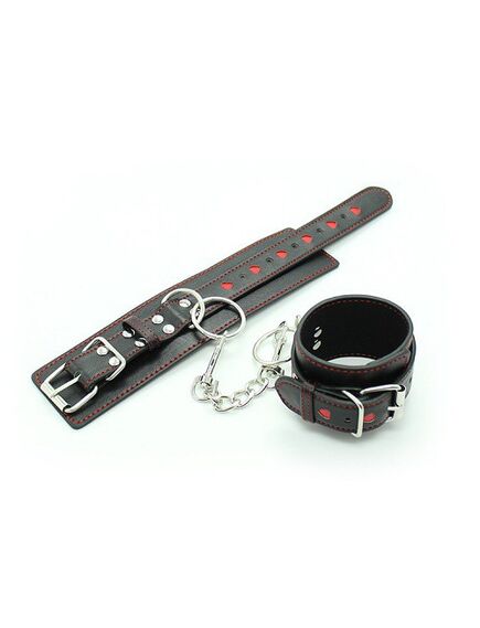 Наручники из искусственной кожи с сердечками 