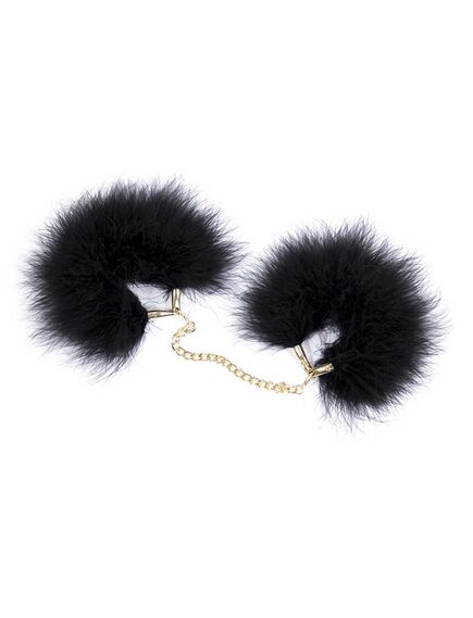 Наручники мягкие меховые с золотой цепочкой , изображение 2