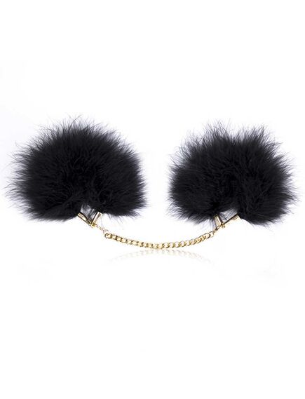 Наручники мягкие меховые с золотой цепочкой , изображение 3