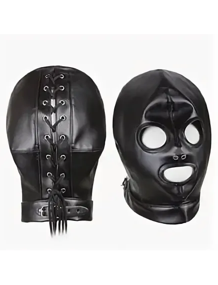 Шлем маска черный на шнуровке , изображение 2