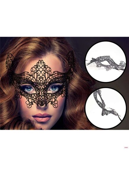 Черная ажурная маска с открытыми глазами , изображение 2