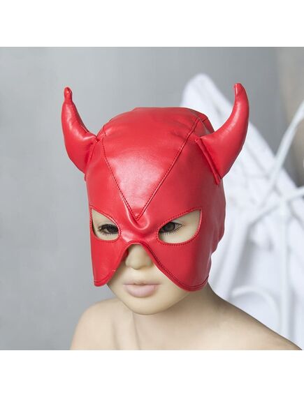 Маска черта с рогами под кожу красная 