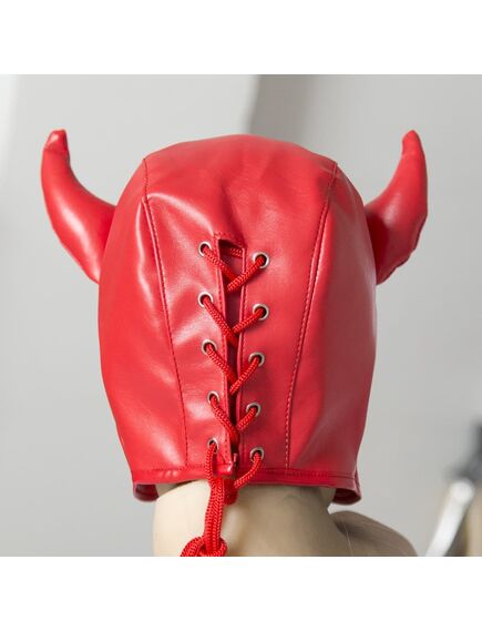 Маска черта с рогами под кожу красная , изображение 2