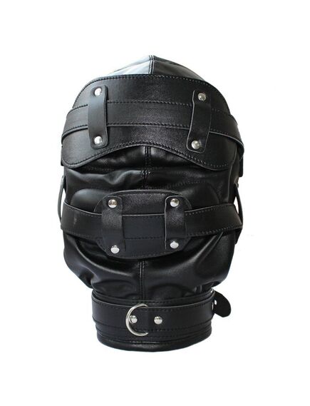 Шлем с отверстием для рта и глаз, со съемным кляпом в виде члена , изображение 2