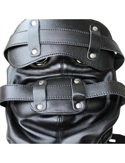 Шлем с отверстием для рта и глаз, со съемным кляпом в виде члена , изображение 4