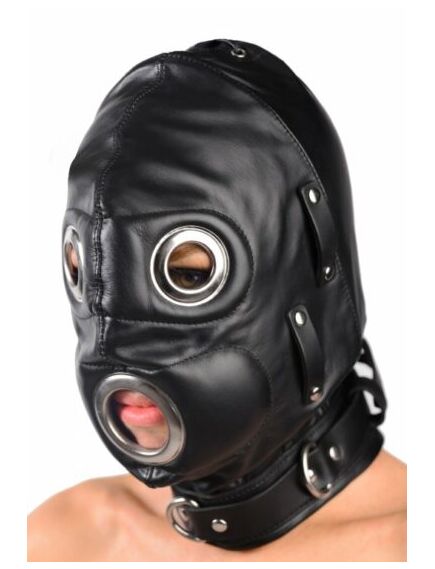 Шлем с отверстием для рта и глаз, со съемным кляпом в виде члена , изображение 7