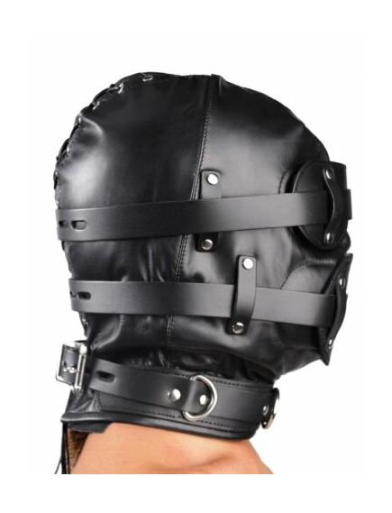 Шлем с отверстием для рта и глаз, со съемным кляпом в виде члена , изображение 8