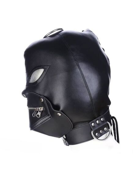 Шлем БДСМ "Мерзость" с замком для рта и кольцами для фиксации , изображение 4