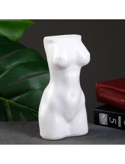 Кашпо - ваза "Женский торс" белый, 17см 