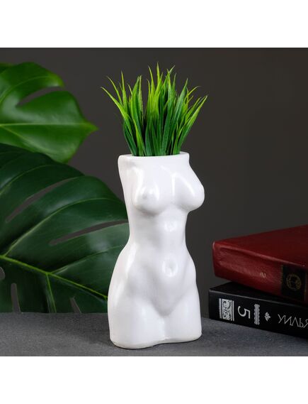 Кашпо - ваза "Женский торс" белый, 17см , изображение 2