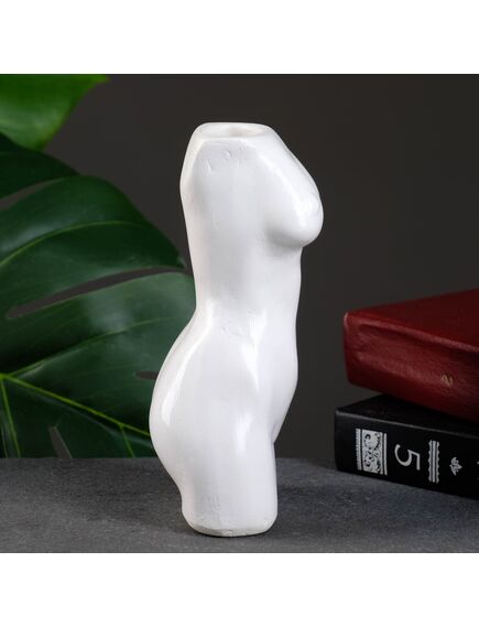 Кашпо - ваза "Женский торс" белый, 17см , изображение 3