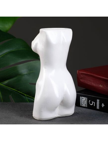 Кашпо - ваза "Женский торс" белый, 17см , изображение 4