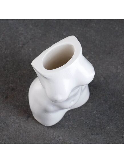 Кашпо - ваза "Женский торс" белый, 17см , изображение 5