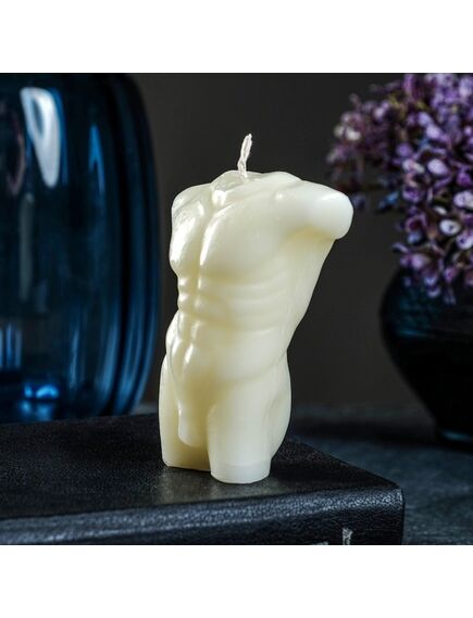 Фигурная свеча "Мужской торс №1" белая, 9см , изображение 2