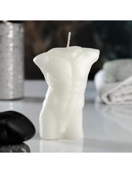 Фигурная свеча "Мужской торс №1" белая, 9см , изображение 5