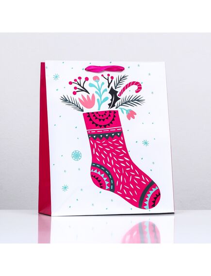 Пакет ламинированный "Подарочный носочек" 26 x 32 x 12 