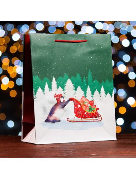 Пакет подарочный "Нарядная зима ", 26 х 32 х 12 см , изображение 3