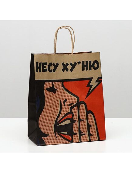 Пакет крафт с приколами "Несу Ху*ню", 22 х 12 х 27 см 
