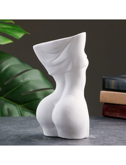 Кашпо - ваза "Женский торс" белый, 19,8см , изображение 3