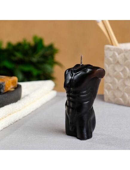 Фигурная свеча "Мужской торс №1" чёрная, 9см , изображение 3