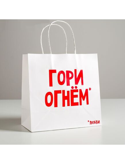 Пакет подарочный крафт «Гори огнем», 22 х 22 х 11 см 