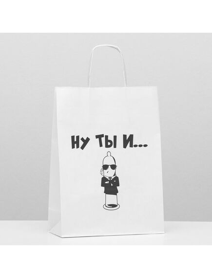Пакет подарочный с приколами «Ну ты и...», 24 х 10 х 33 см 