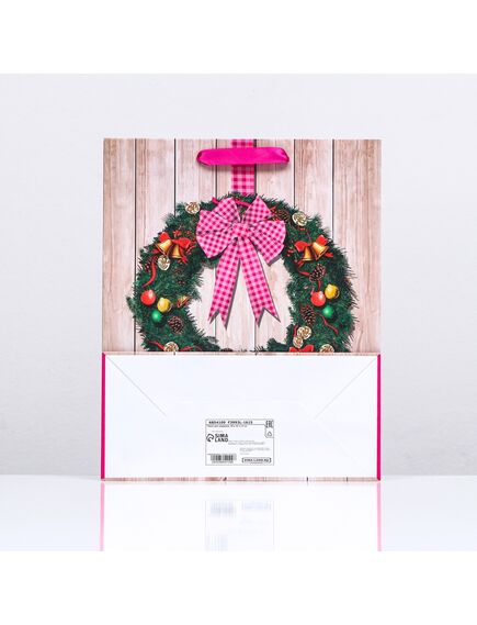 Пакет ламинированный, "Новогодний венок" 26 x 32 x 12 , изображение 2