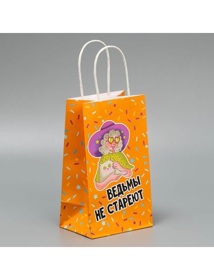 Пакет подарочный крафтовый «Ведьма», 12 × 21 × 9 см 