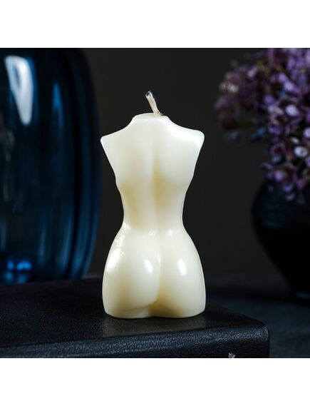 Фигурная свеча "Женское тело №1" молочная с поталью 9см , изображение 3