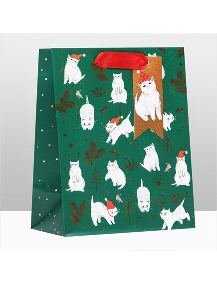 Пакет подарочный "Белые кошки ", люкс 18 х 22,3 х 10 см , изображение 3