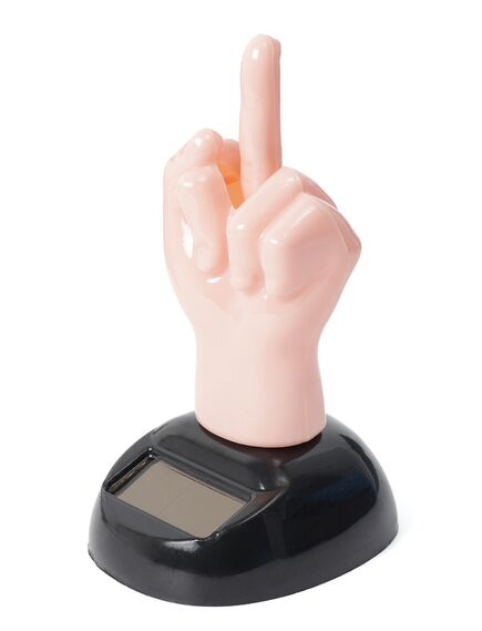 Сувенир с двигающимся пальцем FUCK OFF, на солнечной батарее, 13 см , изображение 3