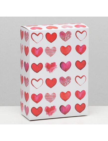 Коробка складная «Сердечки», 16 × 23 × 7,5 см 