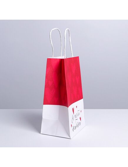 Пакет подарочный крафтовый «Я тебя люблю», 12 × 21 × 9 см , изображение 2