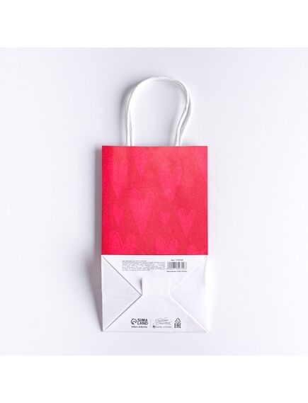 Пакет подарочный крафтовый «Я тебя люблю», 12 × 21 × 9 см , изображение 3