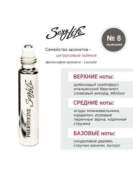 Духи масляные с феромонами Sexy Life № 08, мужские – философия аромата Lacoste , изображение 2