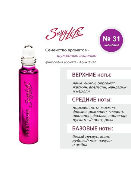 Духи масляные с феромонами Sexy Life № 31, женские – философия аромата Acqua di Gio , изображение 3