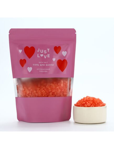 Соль для ванны, 330 г, аромат клубничной любви, ЧИСТОЕ СЧАСТЬЕ 