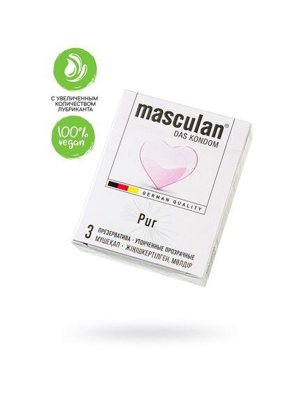 Утонченные прозрачные презервативы «Masculan Pur № 3», упаковка 3 шт, Masculan PUR № 3 , изображение 2