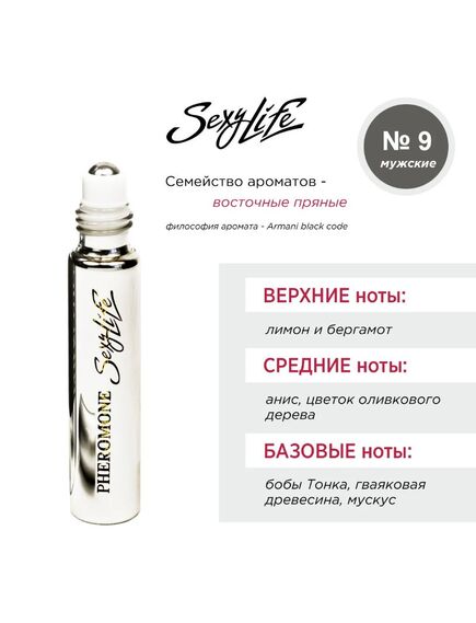Духи масляные с феромонами Sexy Life № 09, мужские – философия аромата Armani black code , изображение 3