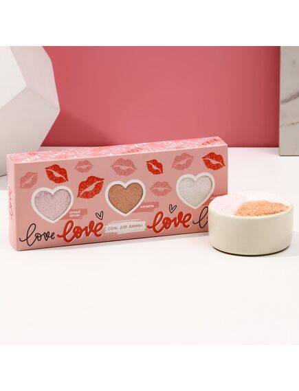 Подарочный набор косметики Love, соль для ванны 3 х 100 г, ЧИСТОЕ СЧАСТЬЕ 