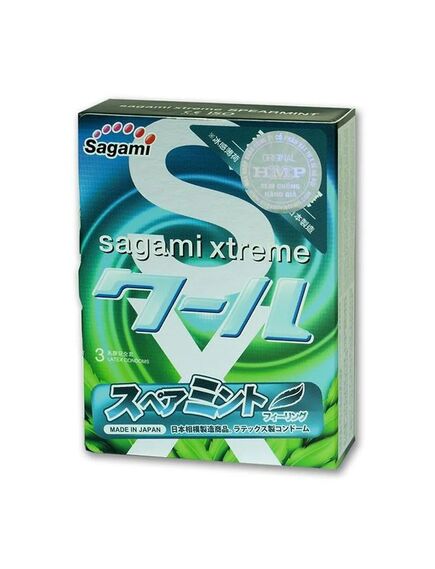 Презервативы Sagami Xtreme Mint латексные, с ароматом мяты 3шт. 