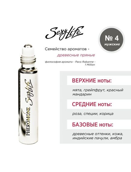 Духи масляные с феромонами Sexy Life № 04, мужские - философия аромата Paco Rabanne - 1 Million , изображение 3