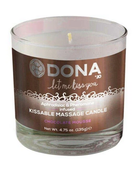 Вкусовая массажная свеча с феромонами и ароматом "Шоколадный мусс" DONA Kissable Massage Can 