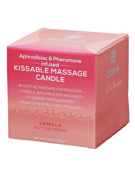 Вкусовая массажная свеча с феромонами и ароматом "Ванильный крем" DONA Kissable Massage Cand , изображение 2