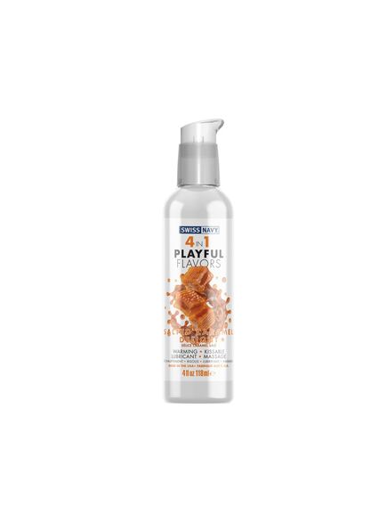 Swiss Navy Массажный гель для тела Playful flavors 4 в 1, Соленая карамель, 118 мл, Выберите обьём: 120мл 