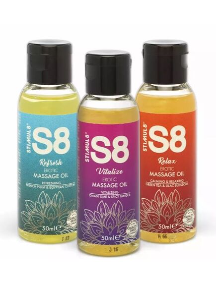 Набор массажных масел с ароматом: Имбиря - лайма, Зеленый чай - Сирень, Слива и Хлопок , изображение 2