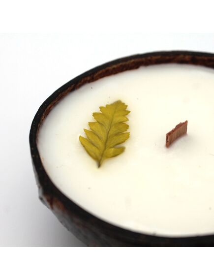 Свеча в кокосе "TIME HEAT" Зелёный чай, 130 мл , изображение 2